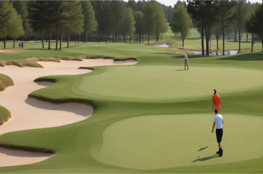 A sustainable golf course designed with natural water bodies.