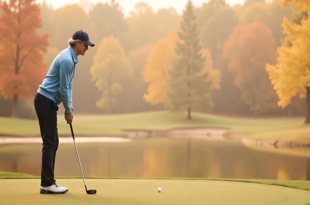 Scenic water hazard integrated into a golf course layout