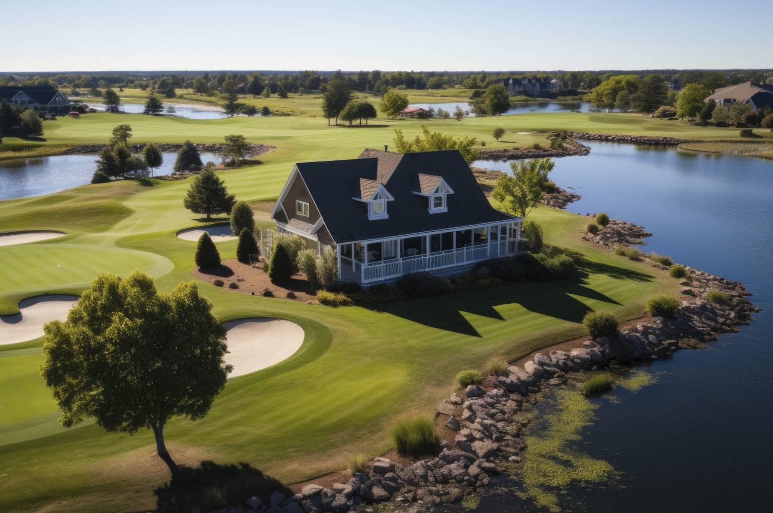 Golf lake designed by a golf architectural design architect