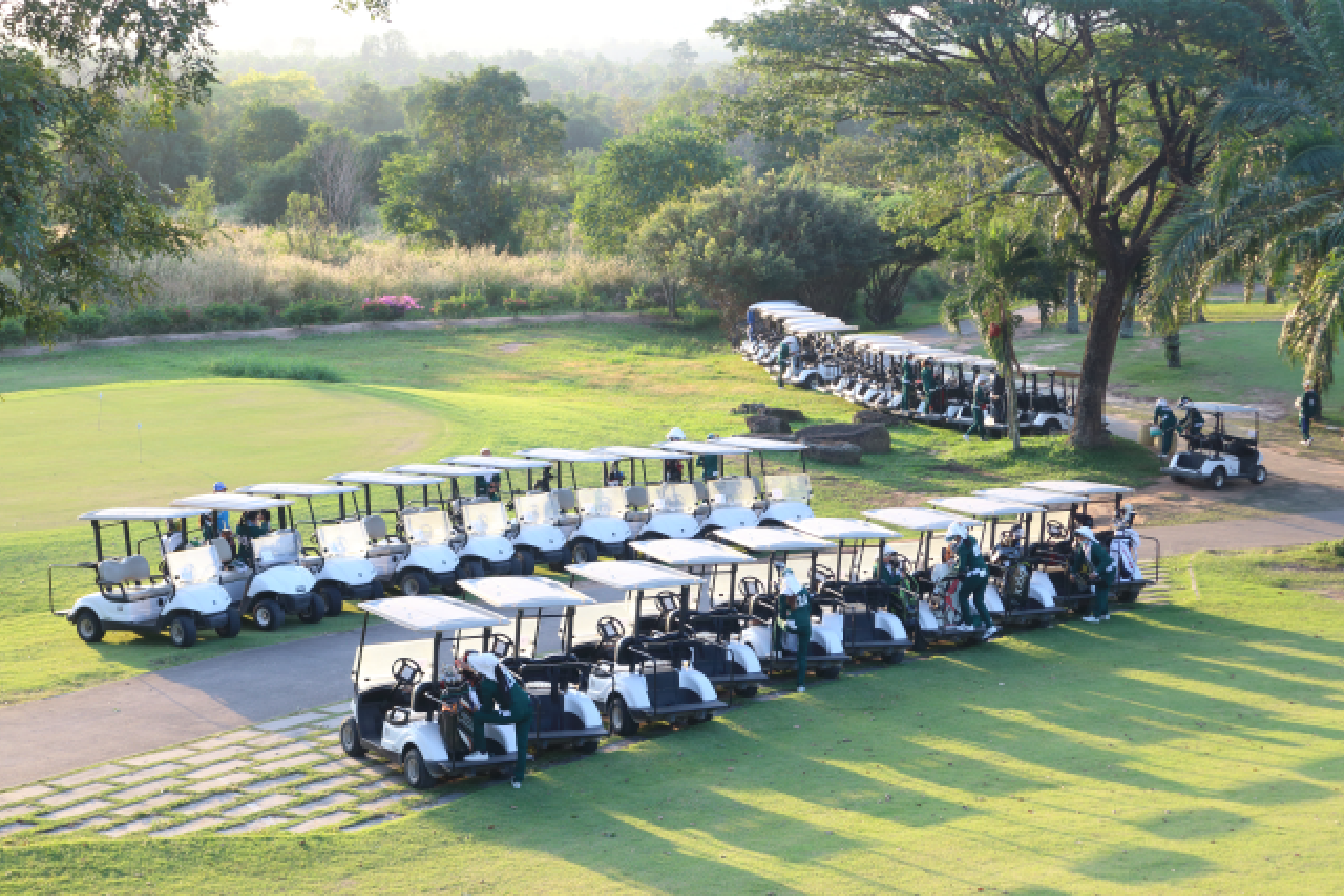 An aerial view of a beautifully integrated executive golf course within a residential community