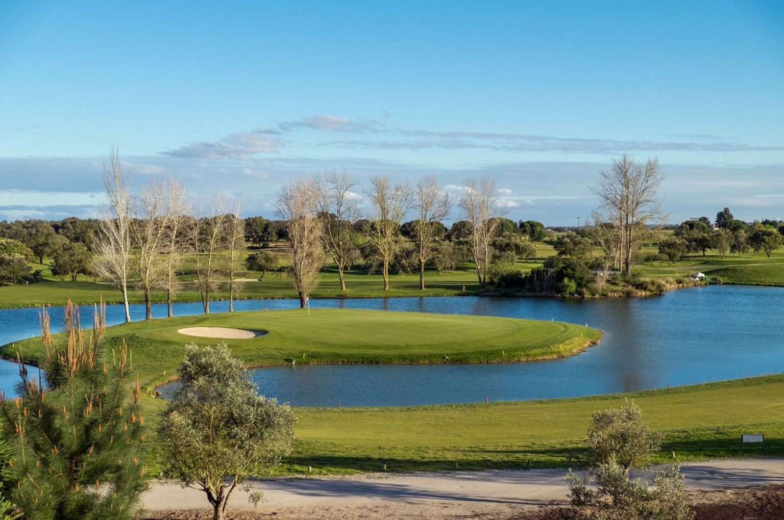 An aerial view showing the strategic routing of a golf course designed to maximize residential property frontage.