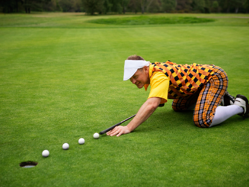 Close-up of an undulating green complex on a championship course showing captivating slopes.